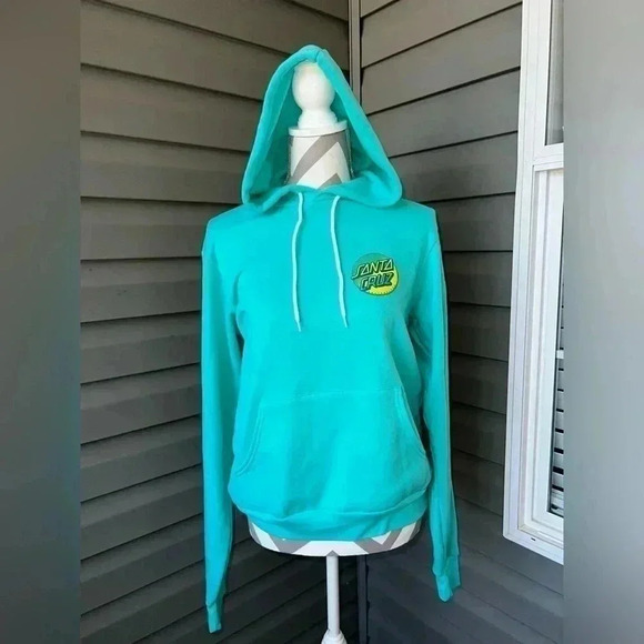 SANTA CRUZ-CONTRA DOT PULLOVER HOODIE-TEAL Sz S - Picture 1 of 7